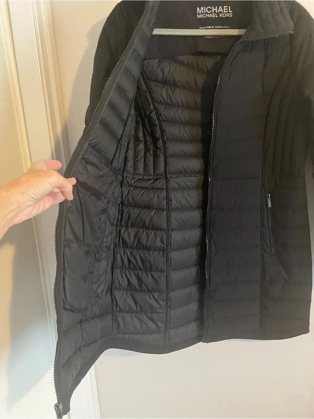 MICHAEL Michael Kors Black Packable Down Puffer Coat Sz S EUC 409